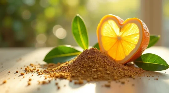 Visual concept of natural cholesterol management with extracts and heart health symbolism